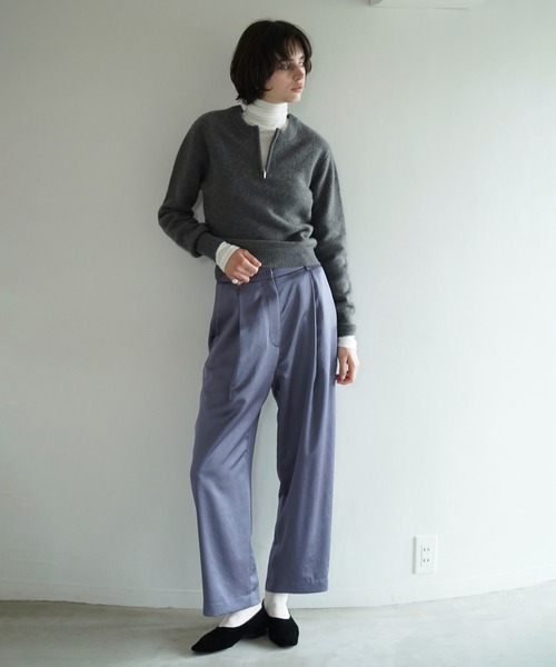clane スーツ　パンツのみ CLANE（クラネ） ワイドパンツ スラックス パンツ SATIN SLACKS PANTS