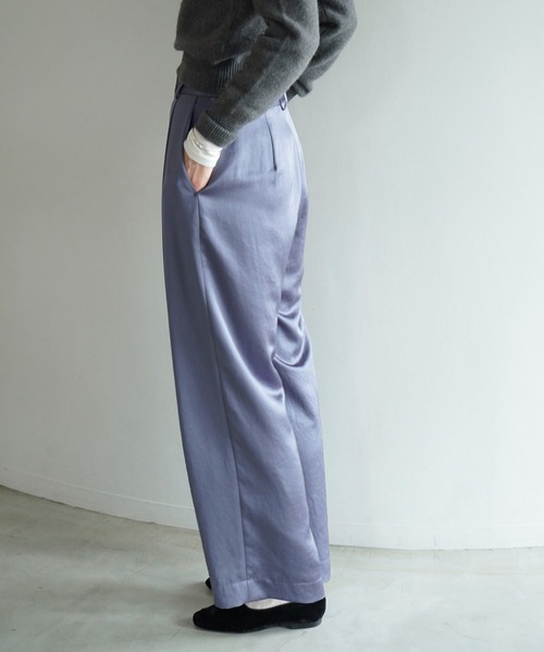 CLANE（クラネ） ワイドパンツ スラックス パンツ SATIN SLACKS PANTS 