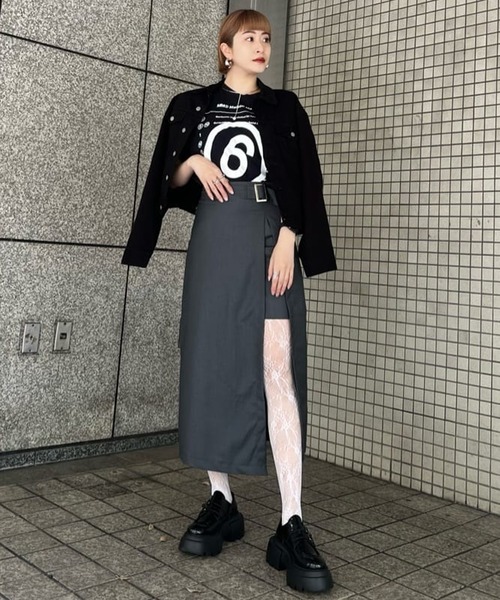 ☆お値下げ☆ 美品「Narcissus」購入 キュロット付き スカート Narcissus スカート ベルトタイトスカート ミディアム丈
