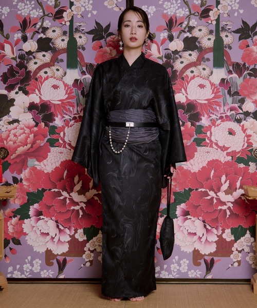 廃盤カラーアソート浴衣3点セットEllnoLoset ユニセックス モード 浴衣 アソート浴衣3点セット【浴衣＋兵児帯＋巾着】（浴衣）｜Ellno