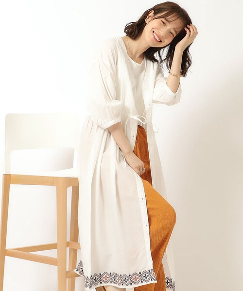 Saruche のインド綿　ワンピース saruche v-button cotton dress (red) | nii-B | W