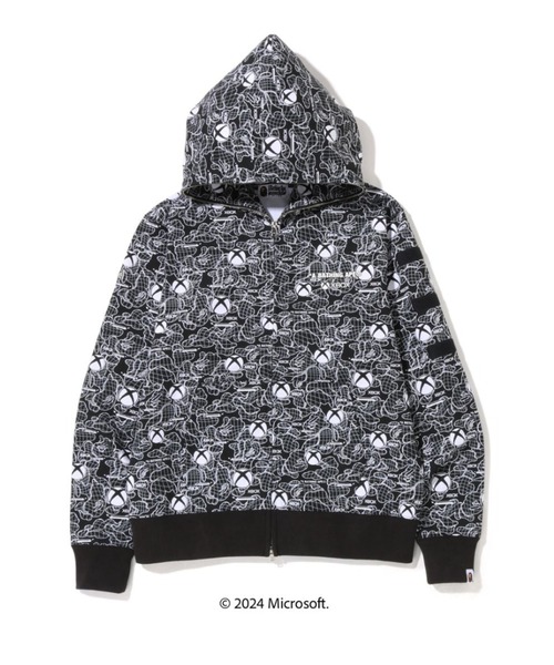 【A Bathing Ape】メンズ タイダイ カレッジ パーカー ブラック A BATHING APE アベイシングエイプ TIE DYE SHARK WIDE FULL ZIP
