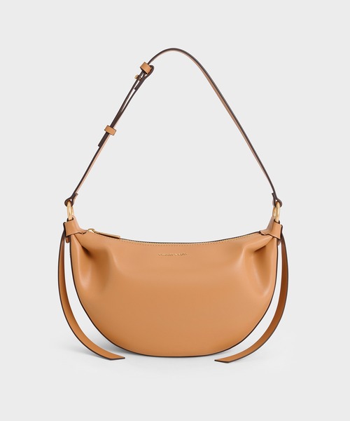 追跡★Charles&Keith Caia ダブルストラップ ショルダーバッグ Caia カイア カーブショルダーバッグ - オーツ | CHARLES