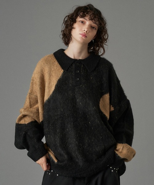 ONCILY（オンシェリー） セーター ニット MIX PATTERN SHAGGY VOLUME