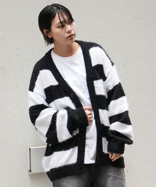 カーディガン 「Soupy Soupy」mohair like shaggy knit cardigan 