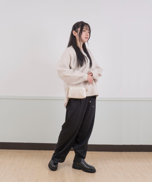 巾着　シープスキン ショルダーバッグ バッグ 「Pua Moena」シープスキン メッシュ