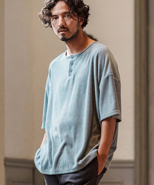 CAMBIO tシャツ mt9418- パイルヘンリーネックカットソー メンズ