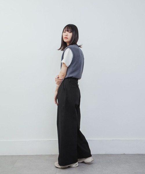 メゾンエウレカ　ワイドチノパンツ 黒 レディース メゾンエウレカ ワイドチノパンツ 黒 レディース チノパン ワイド