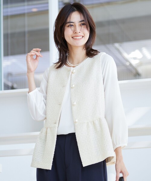 Dessin（デッサン） ベスト ジレ 「入卒/セレモニー」パール調ボタン