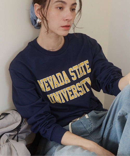 ANGIE tシャツ GILDAN カレッジロゴ オーバーサイズ プリント ロンT