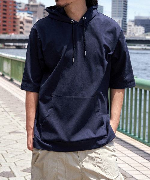 ikka パーカー 「接触冷感／抗菌防臭」GOKU楽セイケツ5分袖