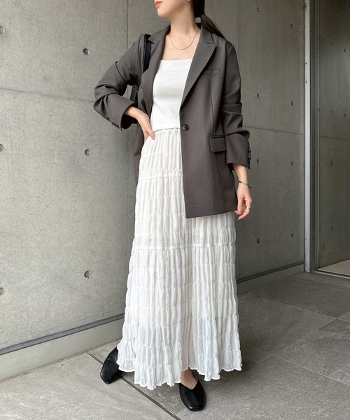 Freesia ロング スカート ワッシャー加工ティアードロングスカート