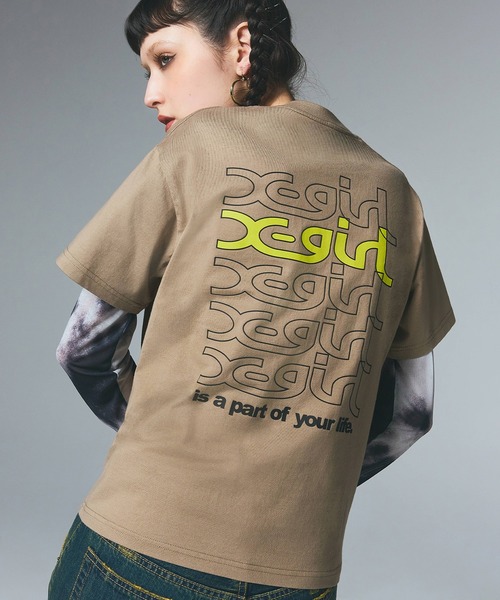 X-girl tシャツ REPEAT MILLS LOGO S/S TEE レディース メンズ