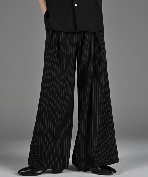 ADRER スラックス two tuck belt ”hakama” wide slacks メンズ
