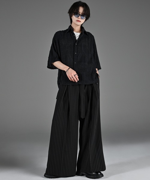 スラックス HUECLOSET Two Tuck Wide Slacks 25KERO68 ADRER スラックス two tuck belt ”hakama” wide slacks メンズ