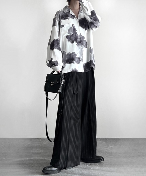 ADRER スラックス two tuck belt ”hakama” wide slacks
