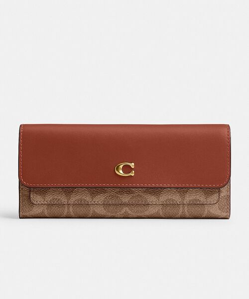 国内買付【COACH】ミラ フラップ レザー 長財布 COACH 財布 ミラ ロング フラップ ウォレット・カラーブロック
