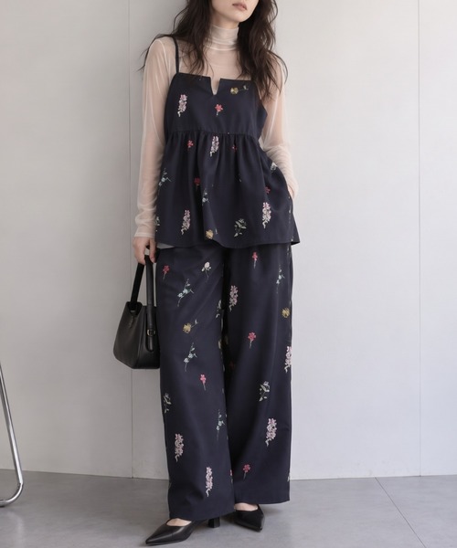 ap retro ワイドパンツ パンツ 「セットアップ対応」フラワープリント