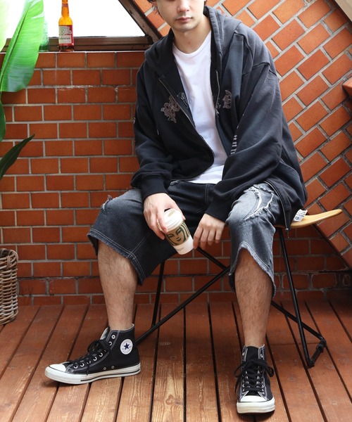 8 パーカー スプレー加工ジップパーカー メンズ レディース