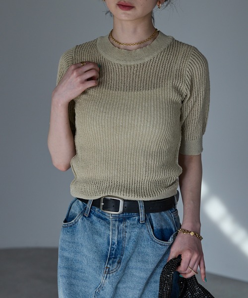 ドゥーズィエムクラス　Semi Sheer H/S P/O 半袖シア―ニット Deuxieme Classe（ドゥーズィエムクラス）の「Semi-Sheer T