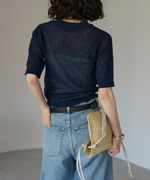 tシャツ A.N.L シアースリーブサマーニット半袖プルオーバー レディース セール】A.N.L シアースリーブサマーニット半袖プルオーバー（T