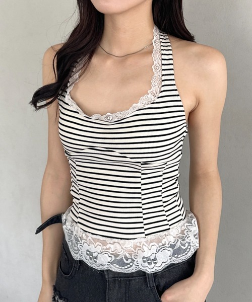 キャミソール カップ付きホルターネックレーストップス : ZOZOTOWN