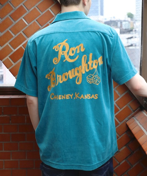 HOUSTON 「HOUSTON」 半袖シャツ X-LARGE ターコイズブルー