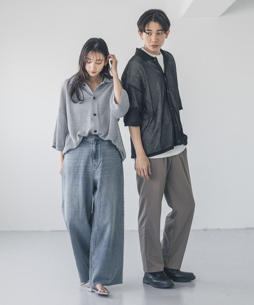 LOWRYS FARM カーディガン メッシュニットカーディガンSS