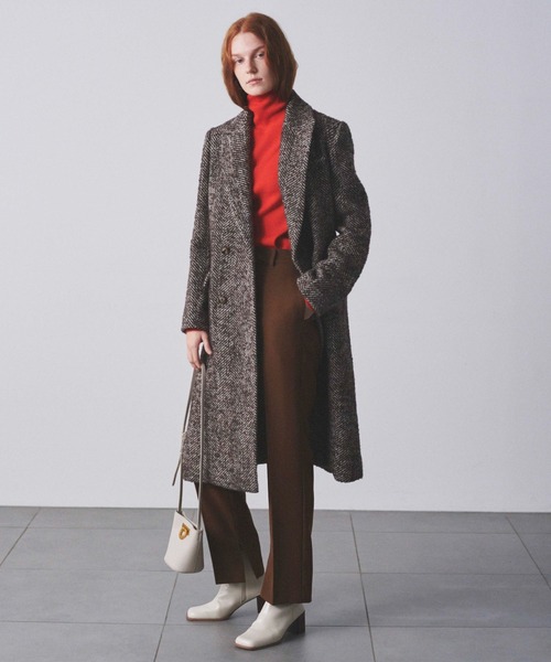 未使用★Mila Owen ヘリンボーンチェスターコート　ブラック　ロングコート Mila Owen（ミラオーウェン） チェスターコート 1 ブラック レディース