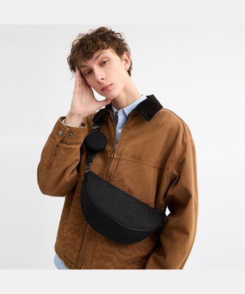 【COACH】 ホール ソフトスリングバッグ シグネチャージャカード COACH ショルダーバッグ ホール ソフト スリング バッグ