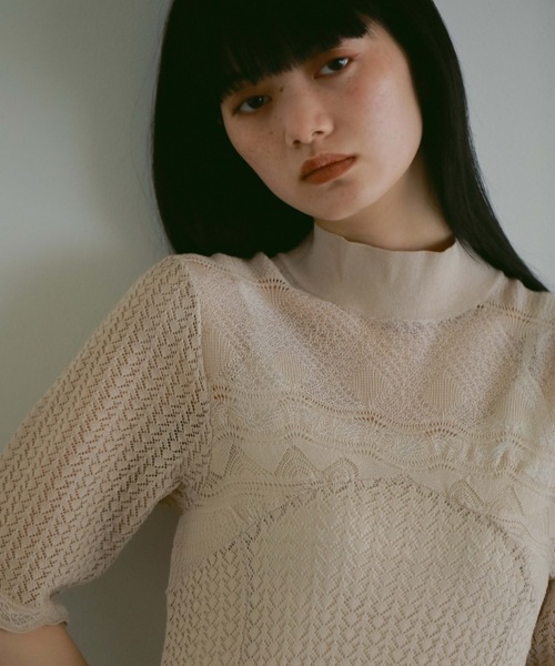 ワンピース 「OC」オーガニックコットンレースニットドレスの画像