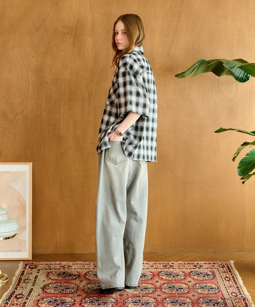 WETTEMPT シャツ 半袖 OPEN COLLAR DAMAGED OMBRE CHECK SHIRT