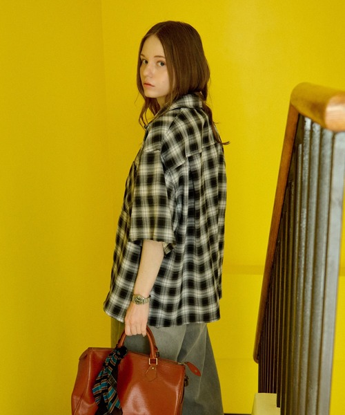 WETTEMPT シャツ OPEN COLLAR DAMAGED OMBRE CHECK SHIRT /オープン
