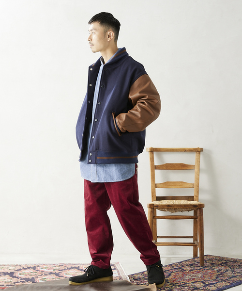 SKOOKUM スタジャン 38 ネイビー/ブラウン SKOOKUM（スクーカム） スタジャン MEDIUM ネイビー メンズ : ZOZOTOWN