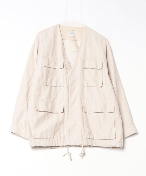 Spick & Span リネンライクノーカラージャケット 38 紺