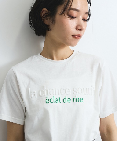 tシャツ エンボスプリントTシャツ「手洗い可能」 レディース