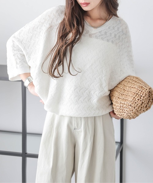 SUGAR ROSE 2WAY サマーニット ドルマンスリーブ tシャツ ドルマンスリーブサマーニット レディース : ZOZOTOWN Yahoo