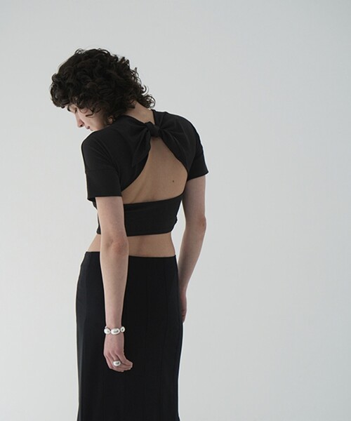 FREAK'S STORE tシャツ CLANE/クラネ BACK OPEN RIBBON TOPS