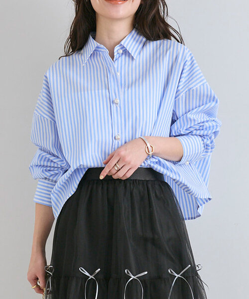 「La boutique BonBon」 長袖シャツ FREE サックスブルー レディース