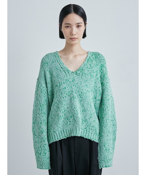 「MIESROHE」 Vネックニット FREE グリーン レディース