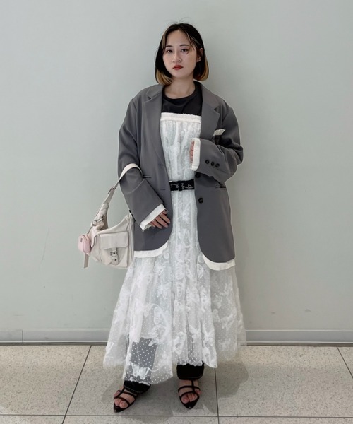 美品 LIFE WITH FLOWERS ベルト付き オーバーサイズ トップス ベルト flower studs belt / フラワースタッズベルト レディース