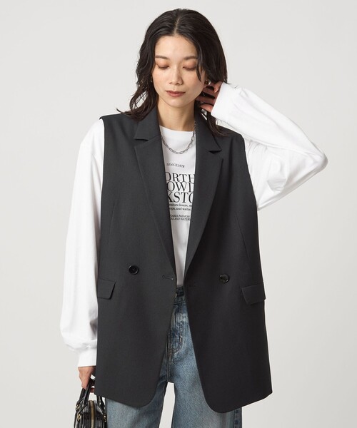 グリーンレーベル　ツイードライクジレ green label relaxing ベスト ジレ ツイードライク レディース
