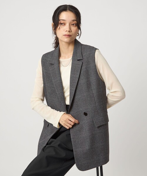 ベスト ジレ ツイードライク ジレ -マシンウォッシャブル・帯電防止- レディース