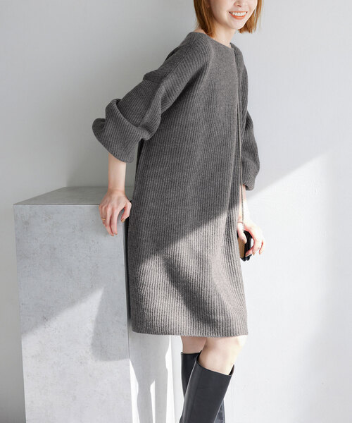 専用新品✴︎IENAイエナ✴︎ リブフォルムニットワンピース✴︎グレー✴︎みーさん着用色 リブフォルムニットワンピース（ニットワンピース）｜IENA（イエナ）の