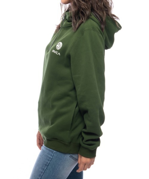 「RVCA」 プルオーバーパーカー X-SMALL グリーン レディース_画像4