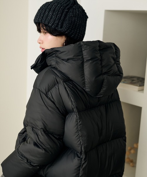 ダウンコート ダウンジャケット volume neck hooded down coat