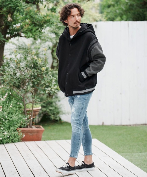 「CAMBIO」 スタジャン S ブラック メンズ_画像5