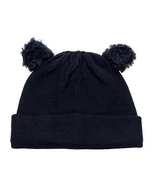 クマ耳付き黒ニット帽　ベイシックス BASICKS（ベイシックス） ニット帽 ニットキャップ 「BASICKS