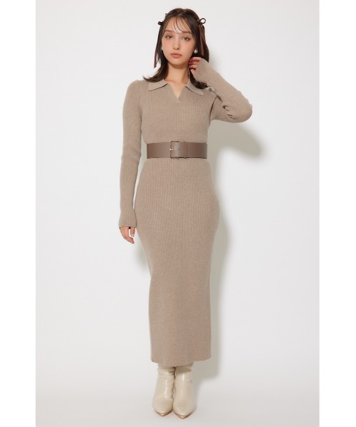 rienda（リエンダ） ワンピース スキッパーニットワンピース 秋服 冬服