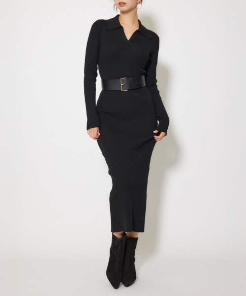 rienda（リエンダ） ワンピース スキッパーニットワンピース 秋服 冬服